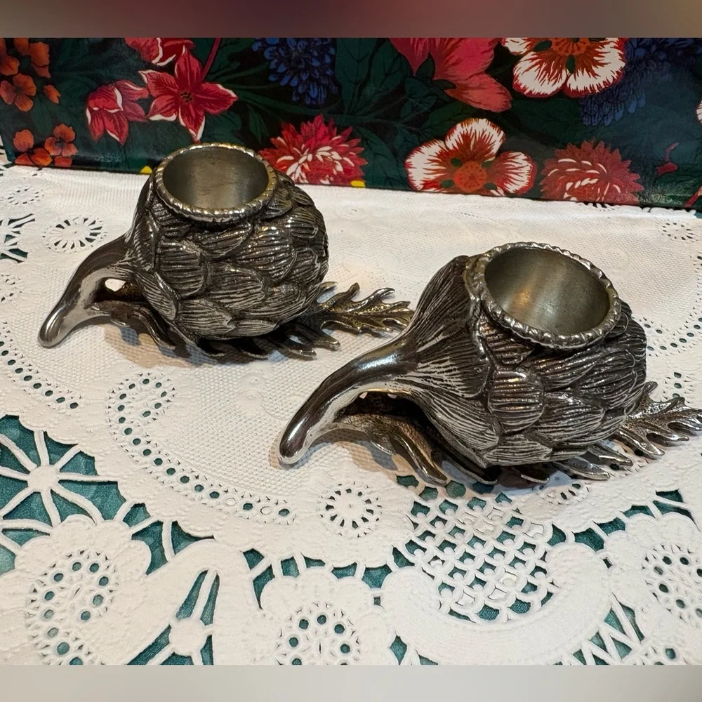 Pierre Deux Rare Vintage Pewter Set of 2 Artichoke Candle 🕯️ Holders!